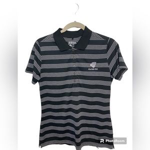 Nike Golf black and white striped golf polo shirt. Carlisle. Medium